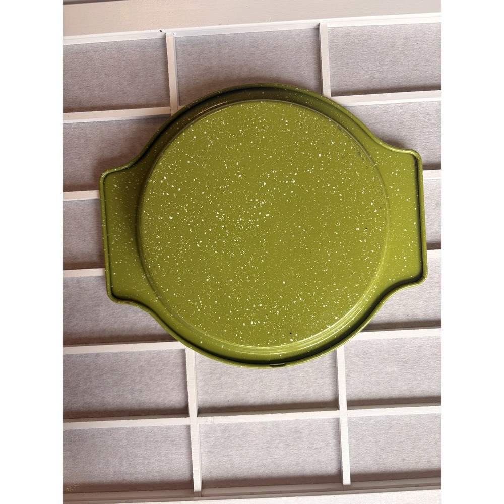 Vintage 1960s-70s Kitchen Avocado Green Speckled Pie Pan 10.5" Splatterware